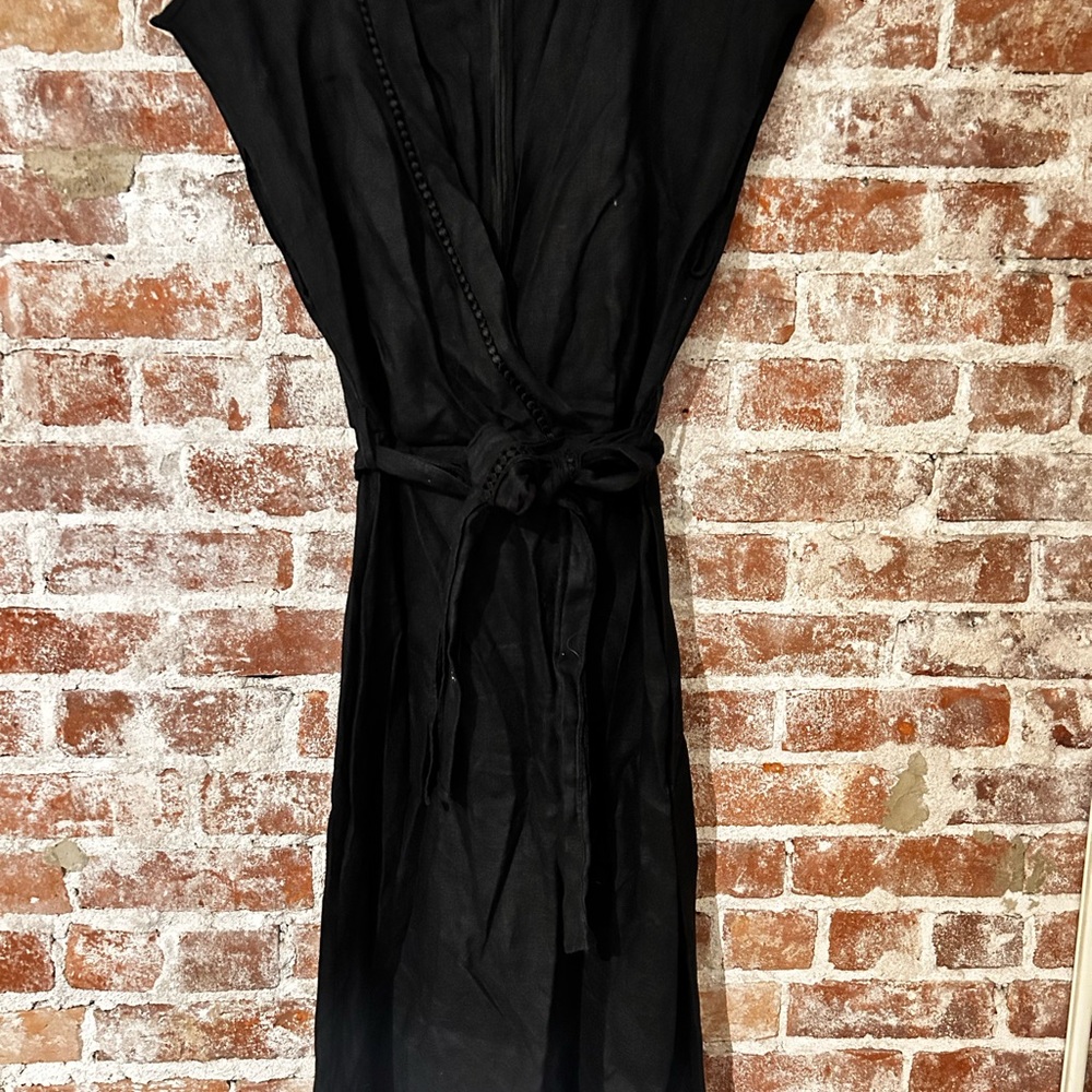 Mango Black Maxi Dress with Waist Tie